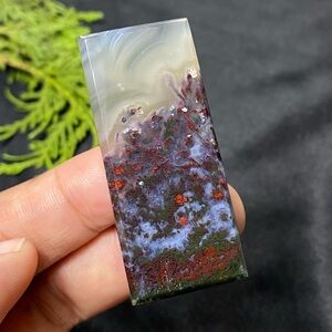 Rectangular Moss Agate Stone Pendant